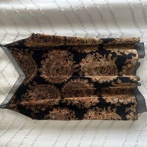 Free People Black/Gold/Orange Paisley Tank Top